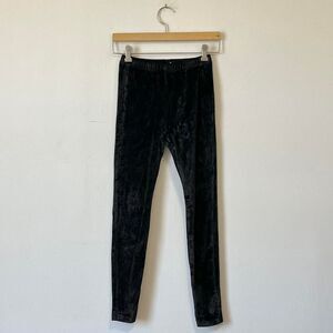 Sonia Rykiel Paris Crushed Velvet Black Leggings Viscose Polyamide 90s Y2K XS